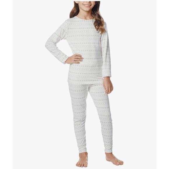 32 Degrees Girls' Grey Printed 2-Piece Pajama Set - Small - Picture 1 of 6